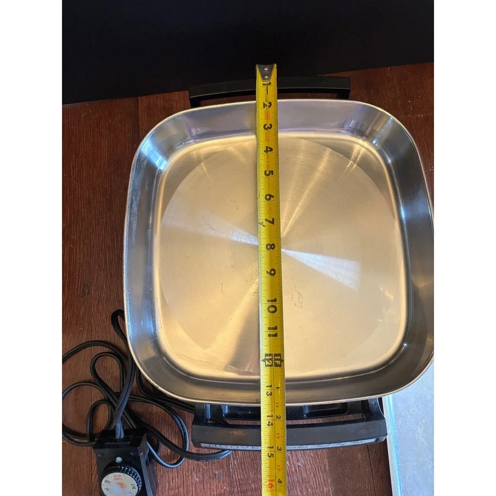 Hoover Vintage Electric Stainless Steel Fry Pan Skillet with Warming Tray 8650